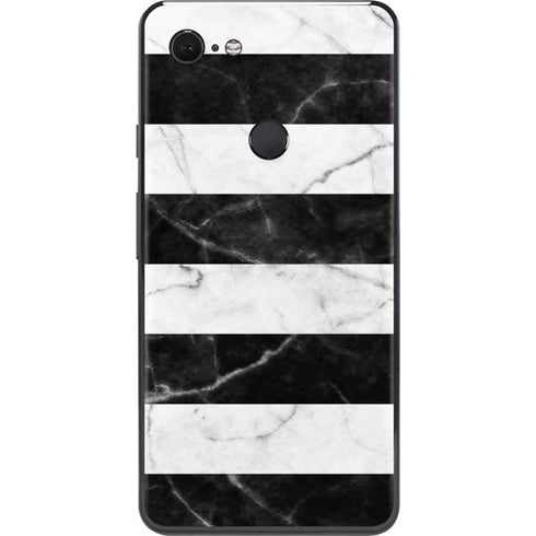 Black and White Striped Marble Google Pixel 3 XL Skin